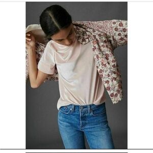 Soft pink velour top from Anthropologie